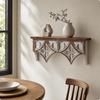 Wooden Wall Shelf with Ornate Openwork Front Vintage-Themed Wall-Attached