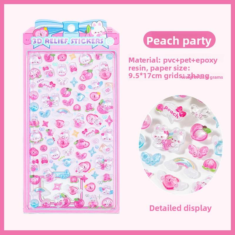 1 Sticker Per Pack Sweet Candy Party Series 3D Embossed Stickers Kids' Rocking Toy Fruit Stickers for Hand-made Journals