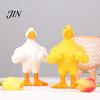 Resin Duck Ornament Muscular Figurine, Strong Fitness Statue, Statue White Yellow Shape for Table Decor Figure