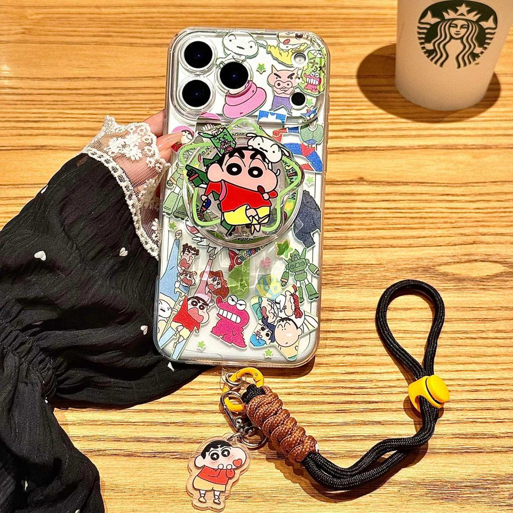 Shin-chan White Dog iPhone 17 Pro Case, Magnetic Stand, Protective Cover for Apple 16 Pro