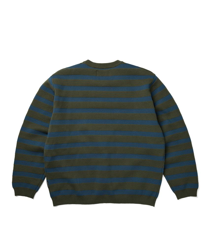 YESEYESEE Speckled Stripe Knit Pullover Deep Green