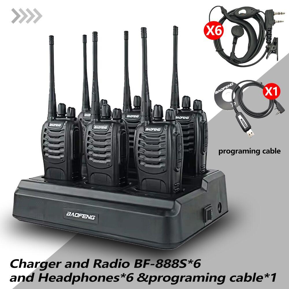 6 Pak Baofeng 888S Walkie Talkie UHF Tweerichtingsradio Lange Afstand voor Volwassenen Radio Walkie Talkies Draagbare Zender Voor Handheld