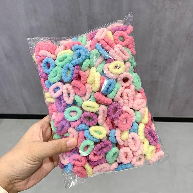 500 Stück/Set Kinder Einfarbig Gitter Welle Elastische Haarbänder Baby Mädchen Scrunchie Gummibänder Kind Süß Niedlich Haaraccessoires