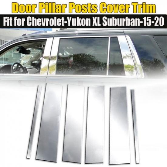 For GMC Yukon CHEVY Tahoe 2015-2019 Pillar Posts Door Trim Cover Molding Chrome