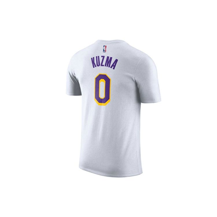 Nike Los Angeles Lakers Westbrook Kuzma No. 0 NBA Casual Breathable Sports Short Sleeve T-Shirt Men Tops White BQ1540-101