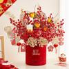 Neujahrs-Glück Blumenarrangement: Rote Früchte & Hochzeitsstrauß Dekoration für das Wohnzimmer