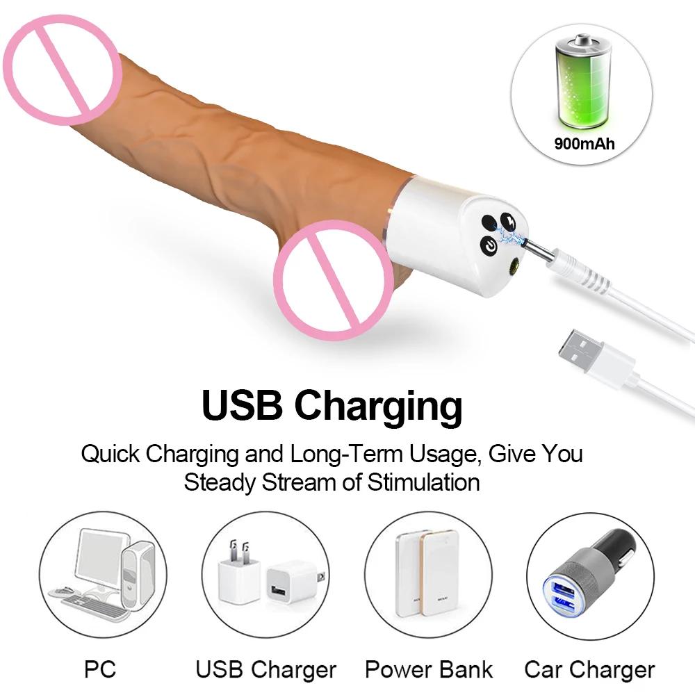 Remote Control Automatic Realistic Dildo Heating Vibrator for Women G-spot Dildo With Suction Cup Thrusting Penis Female Sex Toy