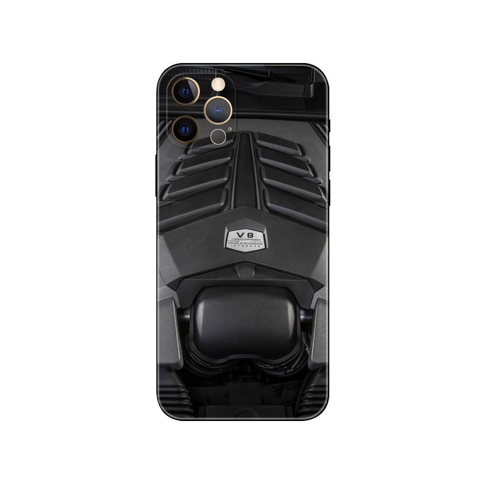 Kryt na telefon s motivem motoru auta pro iPhone 5 5s 2020se 6 6s 7 8 Plus X 10 XR XS 11 12 13 mini pro MAX černý tpu zadní kryt