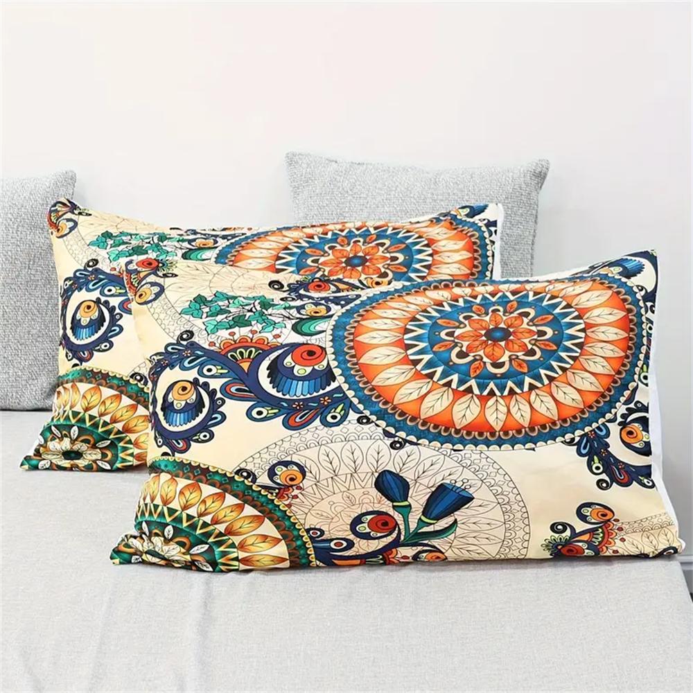Vintage Floral Bohemian Duvet Cover Set - Soft, Indian Mandala Printed Hippie Bedding with 2 Matching Pillowcases - No Filler