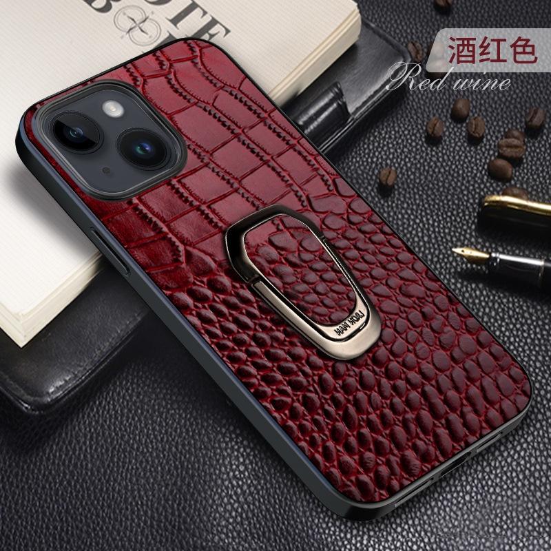 LANGSIDI Magnetic Ring Leather Case for iPhone 15 14 Pro Max 13 12 11 7 8 Plus Xs X XR SE 3 Crocodile Texture Stand Back Cover