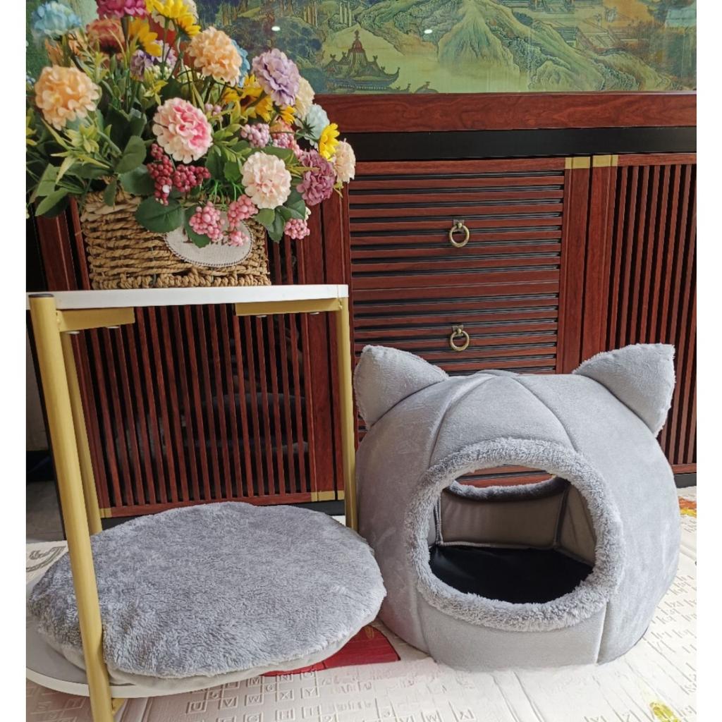 Cat Kennel Dog Kennel Winter Warm Closed and Fleece Round Pet Kennel Pet Cat Kennel