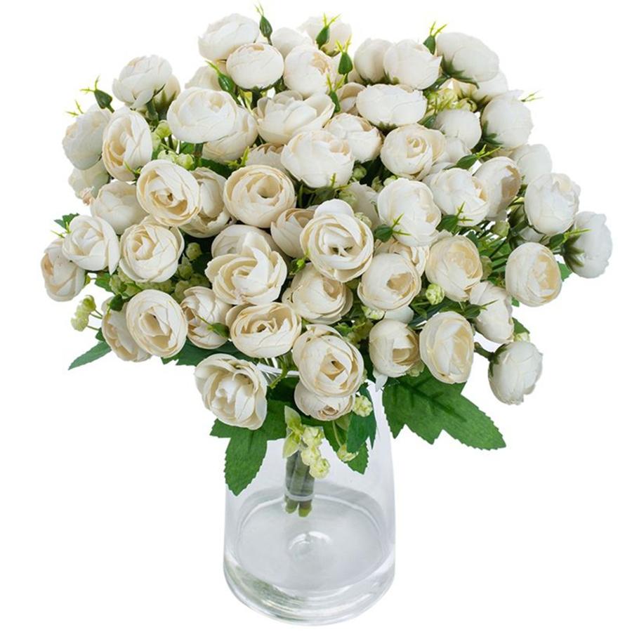 Artificial Flowers Cheap Silk Tea Buds Roses Wedding Garden Bridal Bouquets Festival Table Decor Vases Home Room Yard Fake Peony