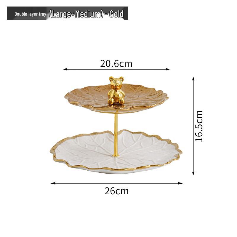 

Ruhan Light Luxury Ceramic Lotus Leaf Two-Tier Fruit Plate