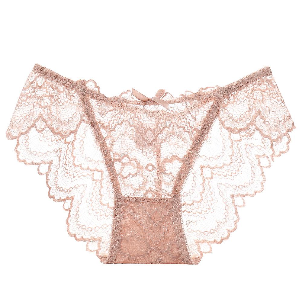 Sexy Ladies Lace Transparent Panties Low-Rise Lingerie Female Hollow Out Underpants Comfortable Short See Through Briefs