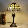 LongHuiJing LED Table Lamp-12-Inch Dome Stained Glass Lampshade Flexible & Simple Design AC Powered Living Room Reading Light