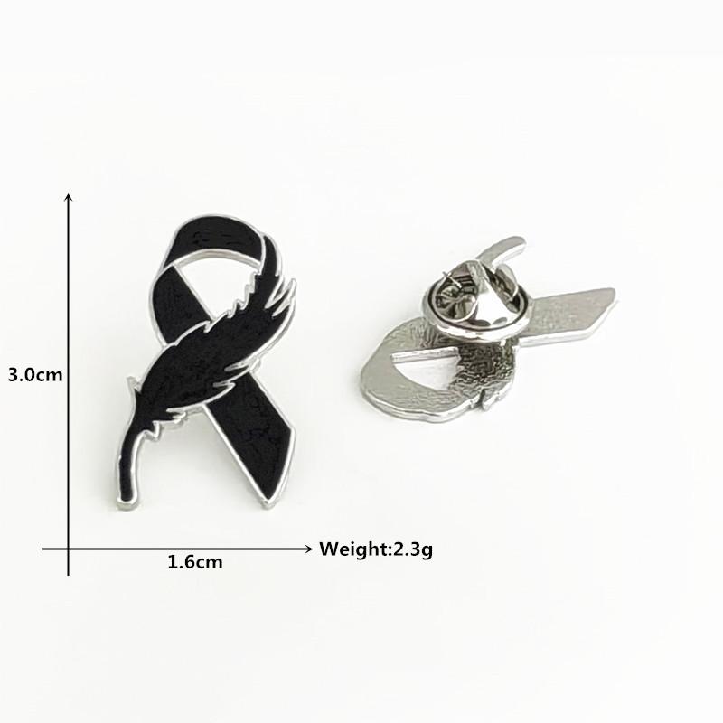Memorial Brooch, Black Ribbon Badge, Clothing Accessory Pin, Black Mourning Badge