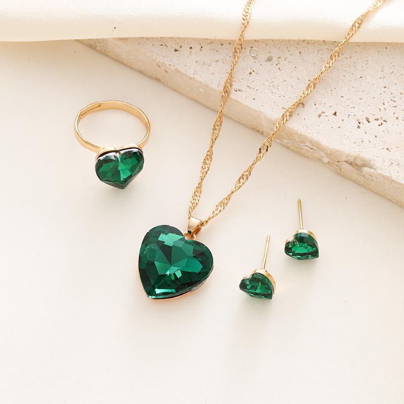 

Набір кохання: Креативні сережки зі стразами у формі серця з підвісками та ланцюжком для ювелірних виробів CK0397 Set зелений