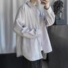 Blue White Striped Long Sleeve Shirt Men Casual Summer Loose
