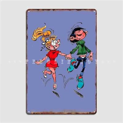 Gaston Lagaffe Targa Metallica Poster Club Ic Murale Grotta Bar Poster con Logo in Latta