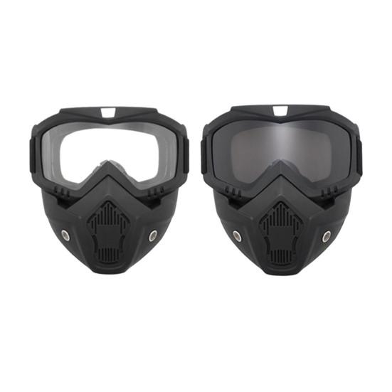 2Pcs Outdoor Cycling Goggles with Detachable Face Guard UV Protection Windproof Men Skiing Snowboarding Motorcycle Bike Sports Glasses