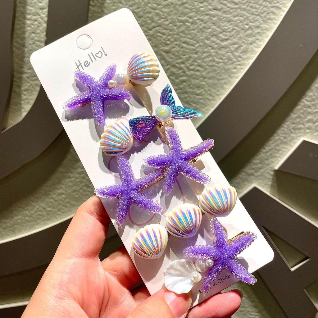 5 Pcs/Set Mermaid Starfish Shell Hairpins Girls Cute Hair Clips Hairgrips for Women Barrettes Hair Styling Tool Hair Accessories