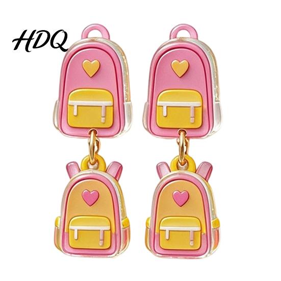 Youthful Look Fashion Accessories 1 Pair Teacher Earrings for Women Cute 2D Acrylic Crayon Pencil Backpack Stationery Themed Jewelry Teachers Number