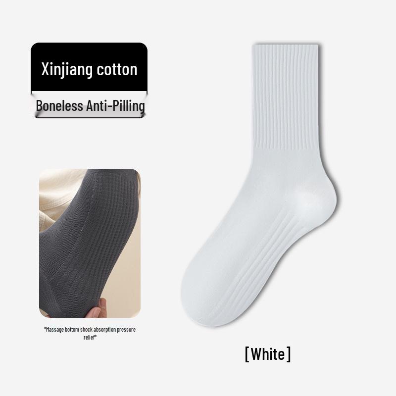 Men's Mid-Calf Cotton Socks: Sweat-Absorbent, Odor-Resistant, Antibacterial Casual and Sports Wear