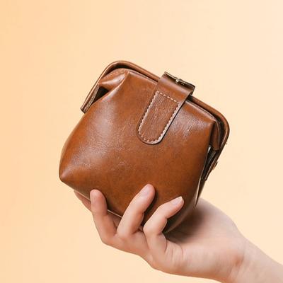 Casual PU Leather Cosmetic Bag Solid Color Button Makeup Case Large Capacity Makeup Organizer Box