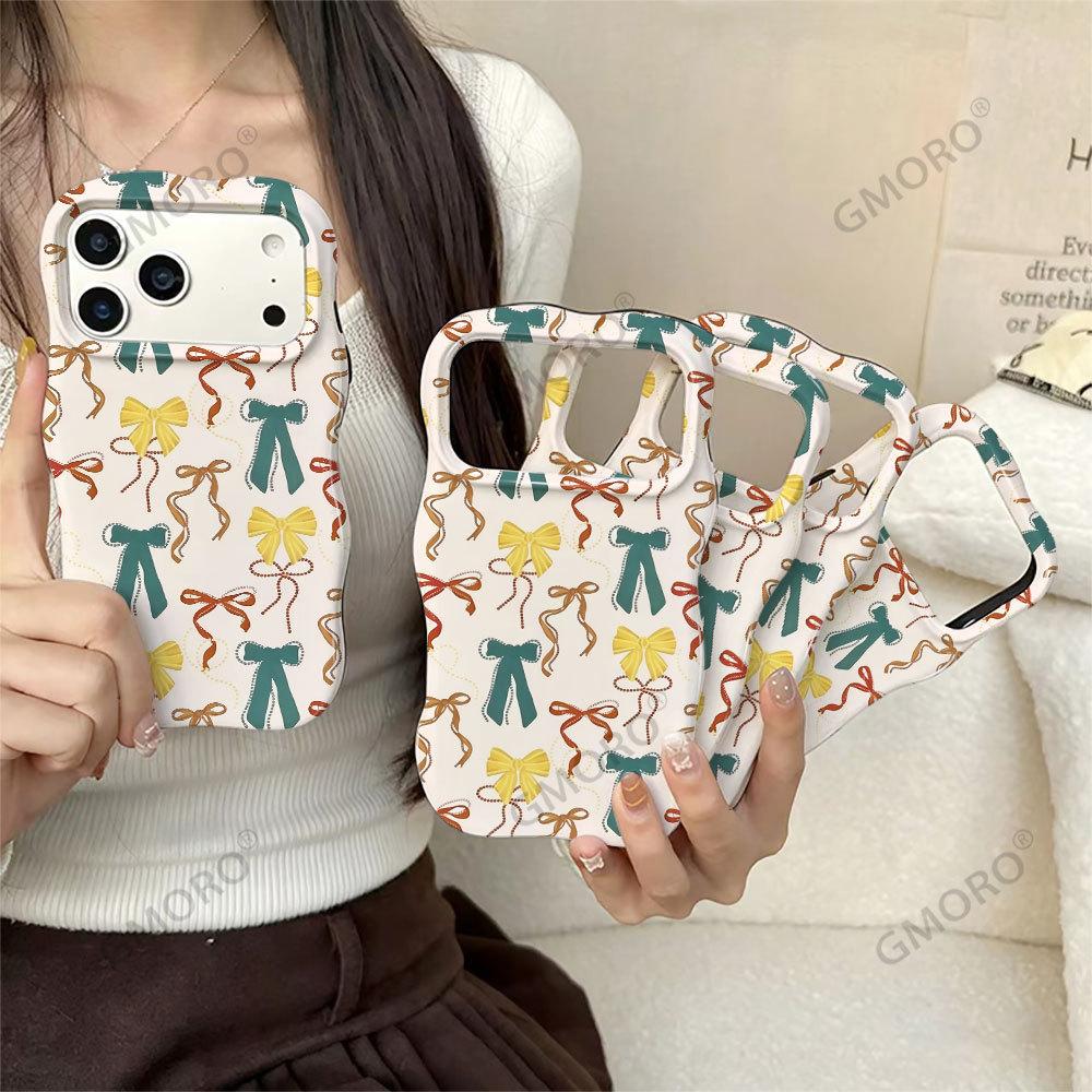 Contrasting Macaron Bow Mobile Phone Case iPhone12 Fashion Women's Wave 2-in-1 Film Shell Apple 17