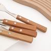 4/8/12/16/24-teiliges Besteck-Set mit Holzgriff, Edelstahl, Luxus-Messer, Löffel, hellbraun, Geschirr, Küche, komplettes Geschirr-Set
