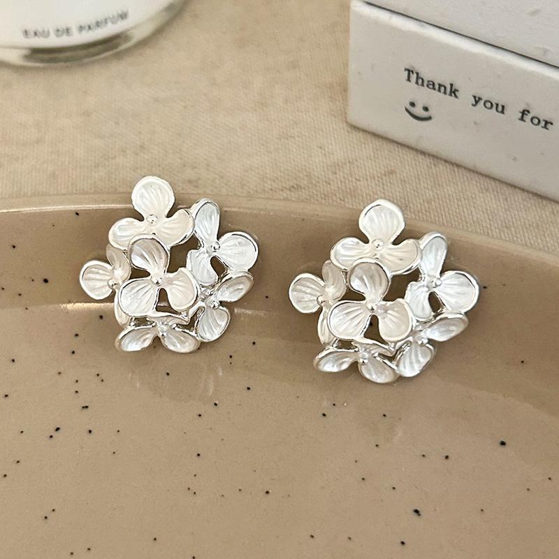 

PONYKISS Tibetan Silver Enamel Irregular Flower Stud Earrings for Women Cute Plant Fashion Light Luxury Accessories