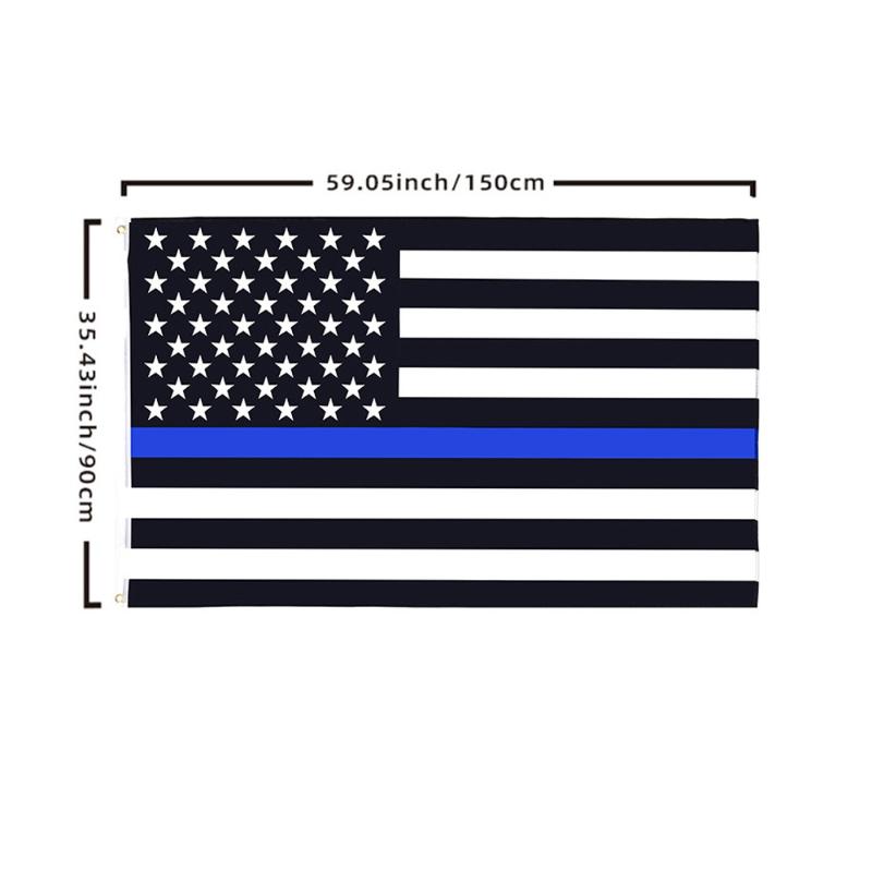 

1 шт. 90 см x 150 см Полиэстер Сине-белая полоса Американский флаг Флаг полиции США Прочная уличная декорация(Без флагштока) синий