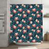 Delightful Garden Floral Shower Curtain White Colorful Bloom Decorative Waterproof Bathroom Liner Set for Home Bath Decoration (