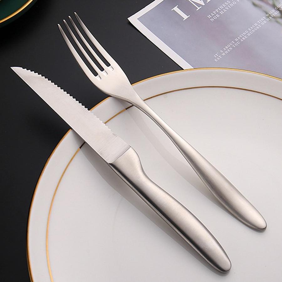 Matt Silber 18/8 Edelstahl Luxus Besteckset Geschirr Messer Kaffeelöffel Gabel Besteck Langlebig Spülmaschinenfest