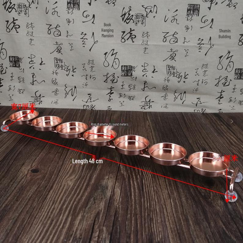 Buddhist Ghee Lamp Holder - Seven Stars Oil Lamp with Lotus Design for Temple Offerings and Everlasting Candle Display.