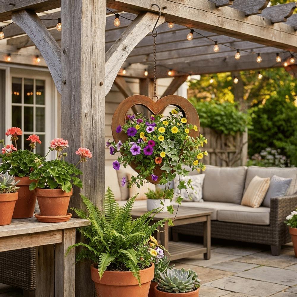 Retro Metall Pflanzhänger Eisen Pflanzgefäß Dekorative Hängende Blumentopf Garten Terrasse