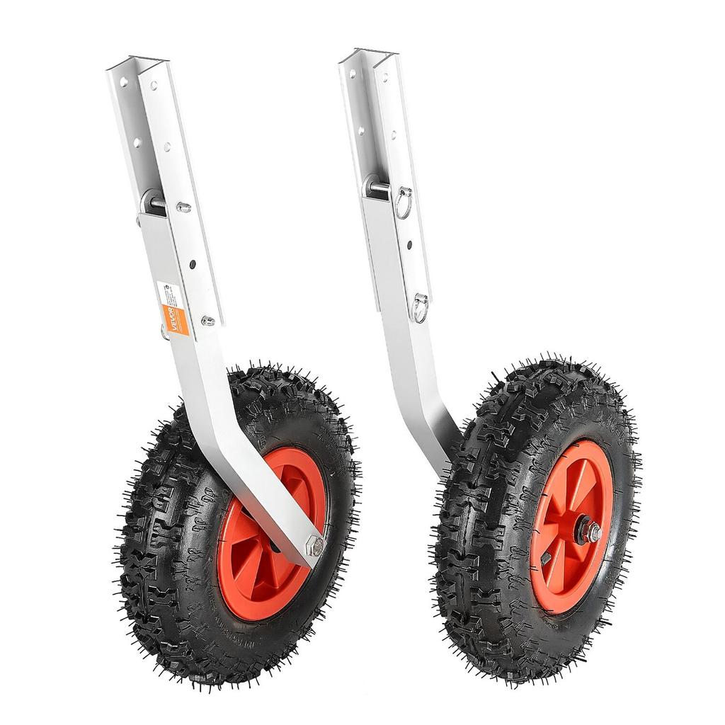 Boat Launching Wheels, 226.8 Kg Load Capacity, 304.8 Mm Aluminium Alloy Transom Wheel with Inflatable Rubber Tires, Folding Launch Wheels with 4 Quick