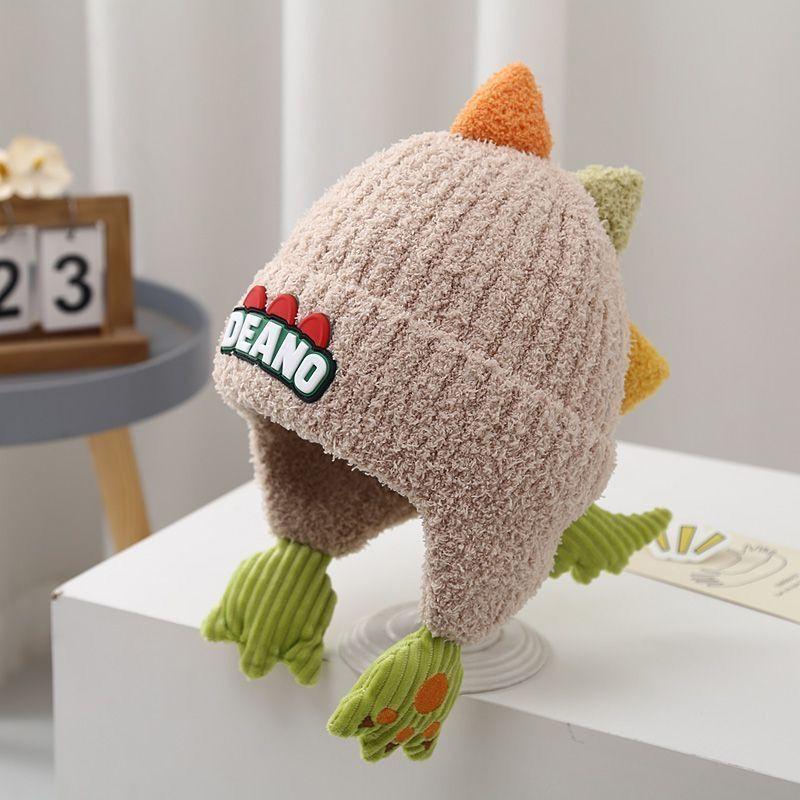New little dinosaur cartoon ear protection hat boy baby knitted hat autumn and winter new children's wool warm and windproof