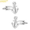 Silver Plated Boat Anchor Cufflinks Men's French Shirt