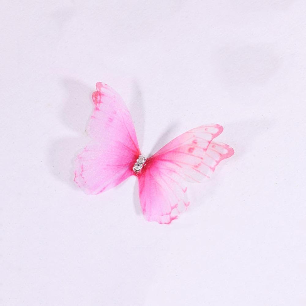 50Pcs Double Layer Butterfly Appliques 3D Translucent Chiffon Butterfly Dreamy DIY Handmade Butterfly Patch