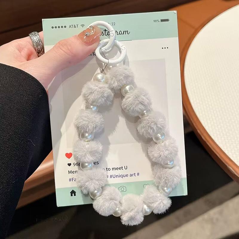 

Милый плюшевый шарик для волос с бусинами, анти-потеряющийся телефонный чехол, сумка, подвеска, украшение, брелок, подарок