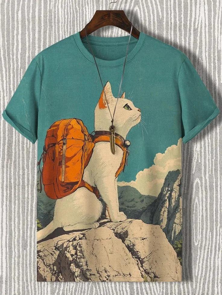 2025 Men's Funny Animal Print T Shirts Short Sleeve 3D Print Tees Crew Neck Summer Casual Tops Clothing Apparel