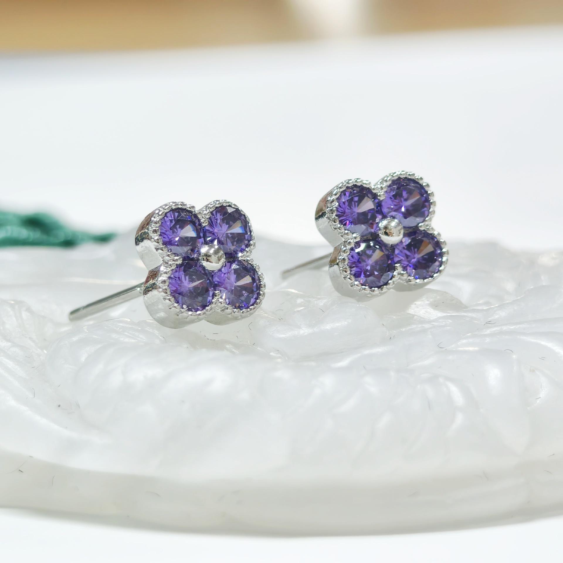 

Серьги-гвоздики Gusen с кубическим цирконием в виде четырехлистника - Красочные летние люксовые серьги для женщин