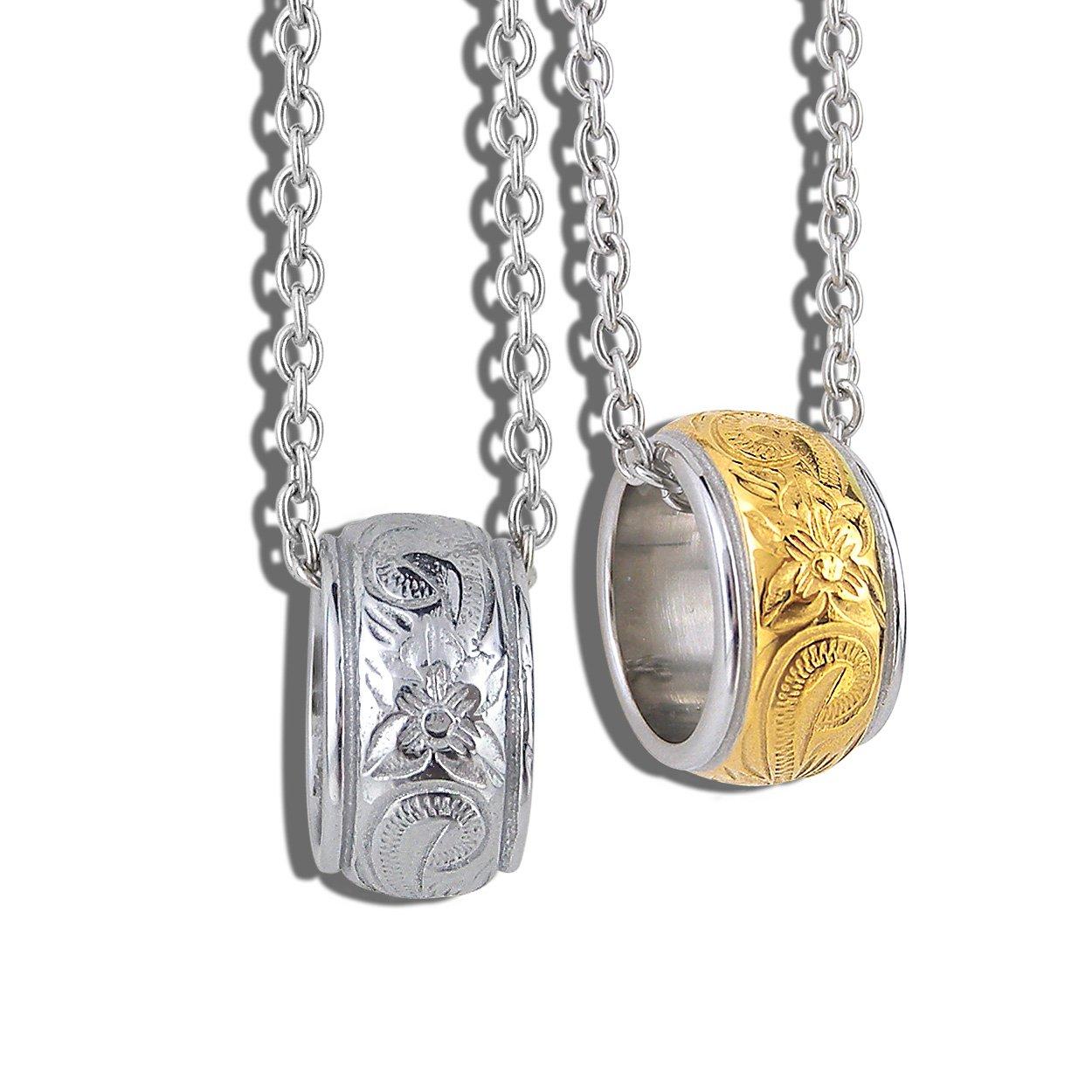 

Hawaiian Jewelry Pair Necklace Stainless Steel Accessory Silver Yellow Gold Ring Type Scroll Azuki Chain 45cm 50cm [Alohalokahi] Women s Men s
