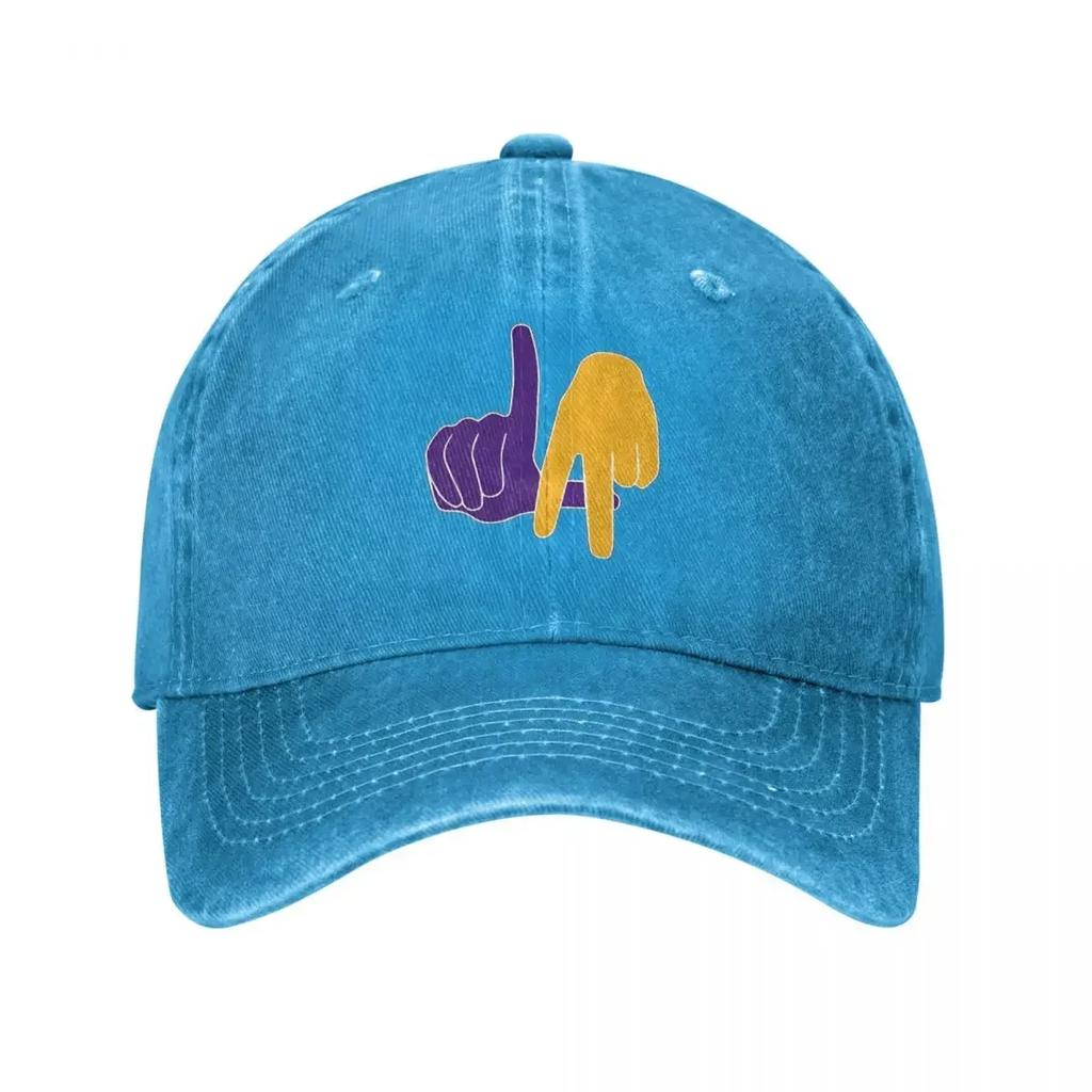 LA Lakers Hand Sign Men Women Baseball Cap Distressed Denim Hats Cap Casual Outdoor Summer Sun Cap