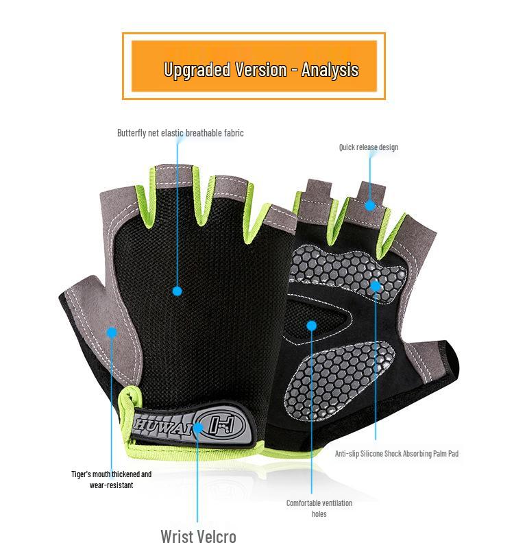 Men's and Women's Breathable Mesh Half-Finger Gloves for Sports, Weightlifting, Cycling, and Driving.