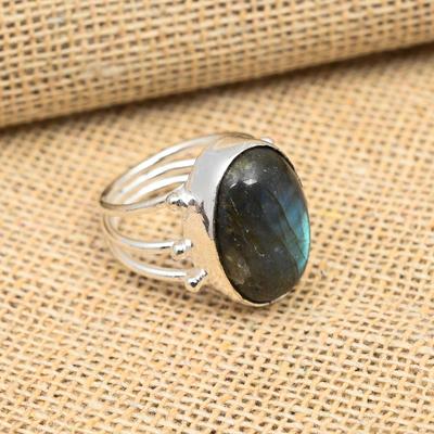 Anello di gioielli fatti a mano in argento sterling 925 con pietra preziosa labradorite per regalo di nozze