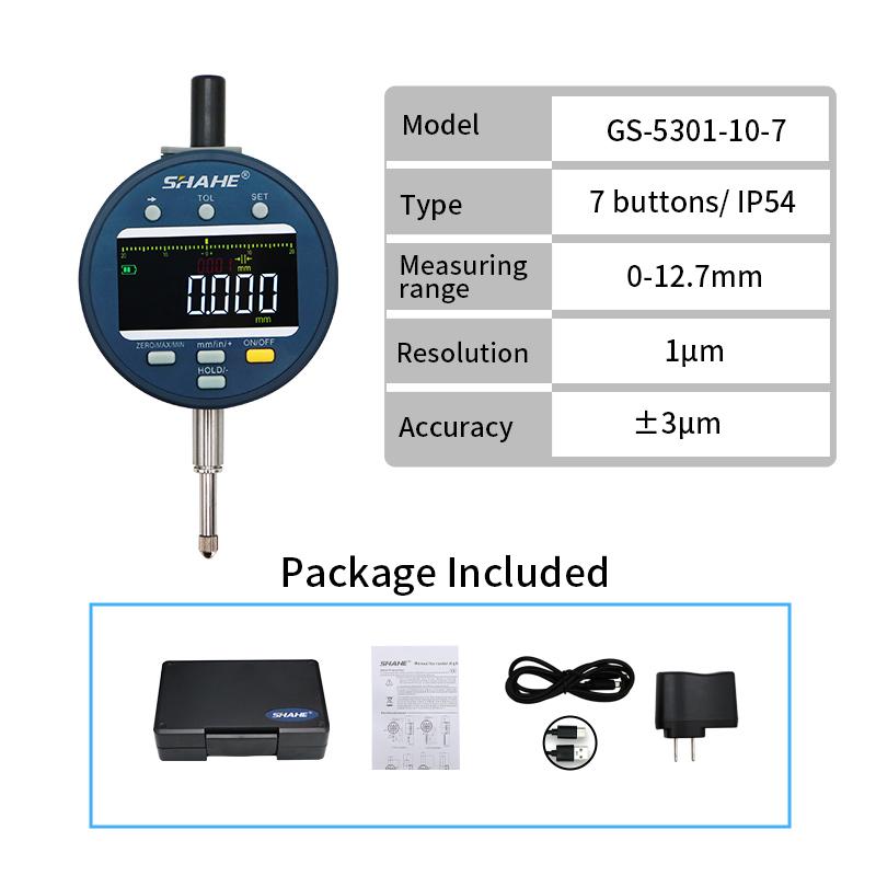 SHAHE High Accuracy Dial Indicator Gauge Measuring Tools Metric/Inch 0-12.7mm/25.4mm/50.8mm Digital Indicator 0.001mm&12.7/25.4/50.8mm