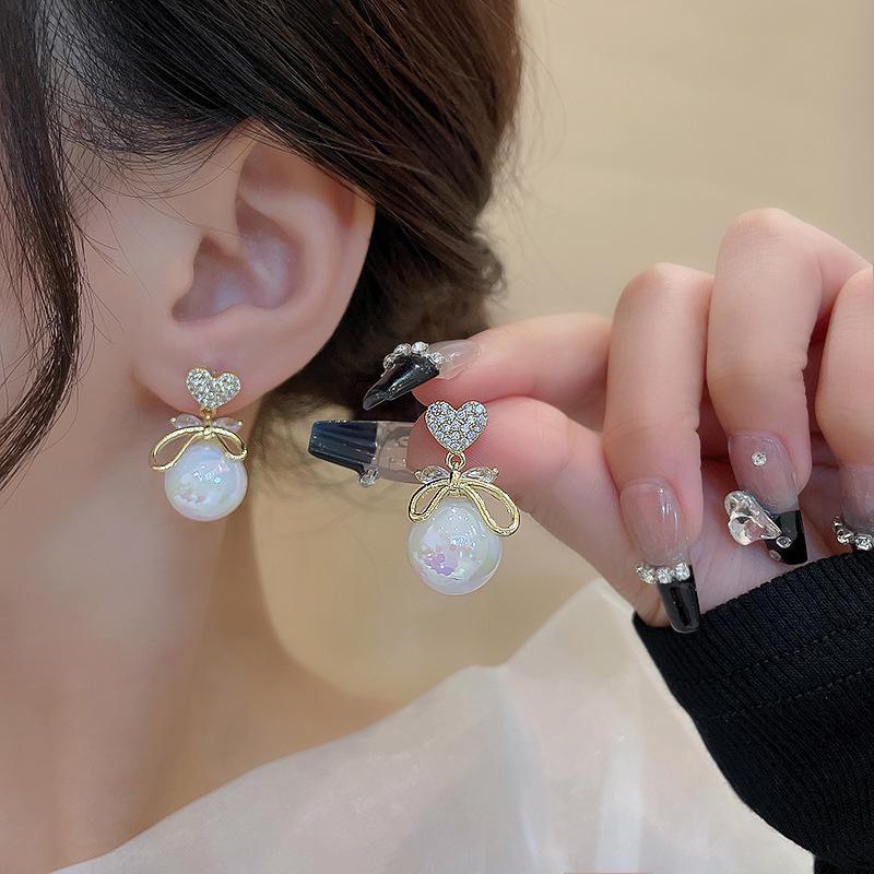 Exquisite S925 Silver Bow Earrings - Korean Micro-Inlaid Design