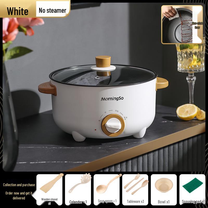 Multifunctional Electric Cooking Pot: All-in-One Hot Pot, Noodle Cooker, Stir-Fry and Frying Pan for Dorms and Small Homes